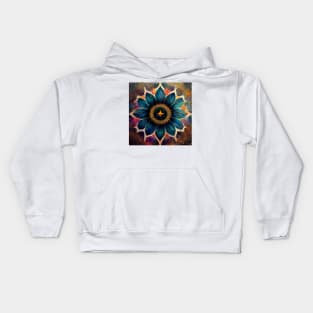 Mandala flower with abstract background oil painting style Kids Hoodie